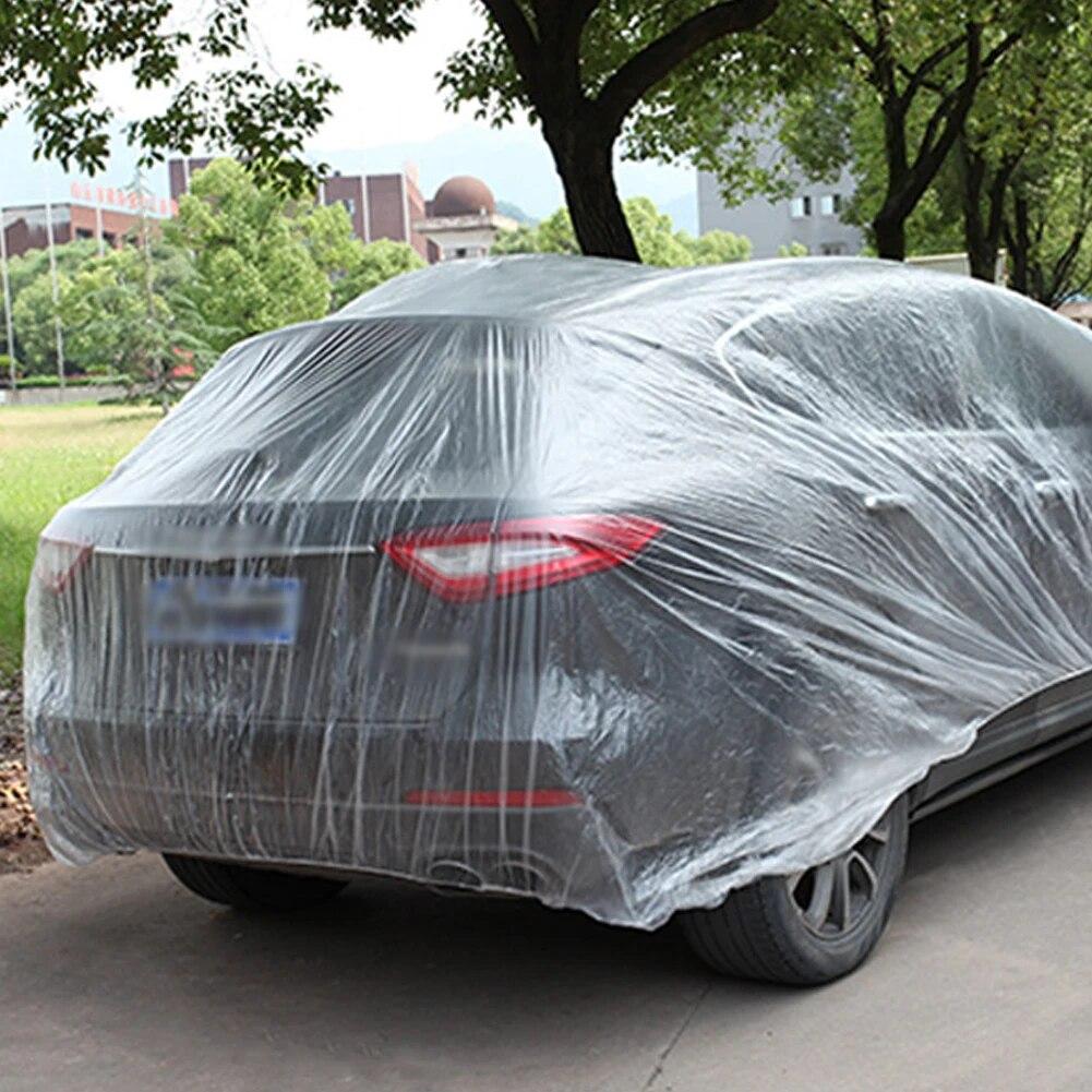 Universal Clear Car Cover Wth Elastic Band PE Plastics Clear Full Car Protective Shield Auto Vehicle Car Covers With Elastic