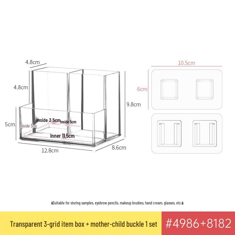 Transparent Wall-Mounted Mirror Cabinet for Bathroom Cosmetics and Lipstick Storage