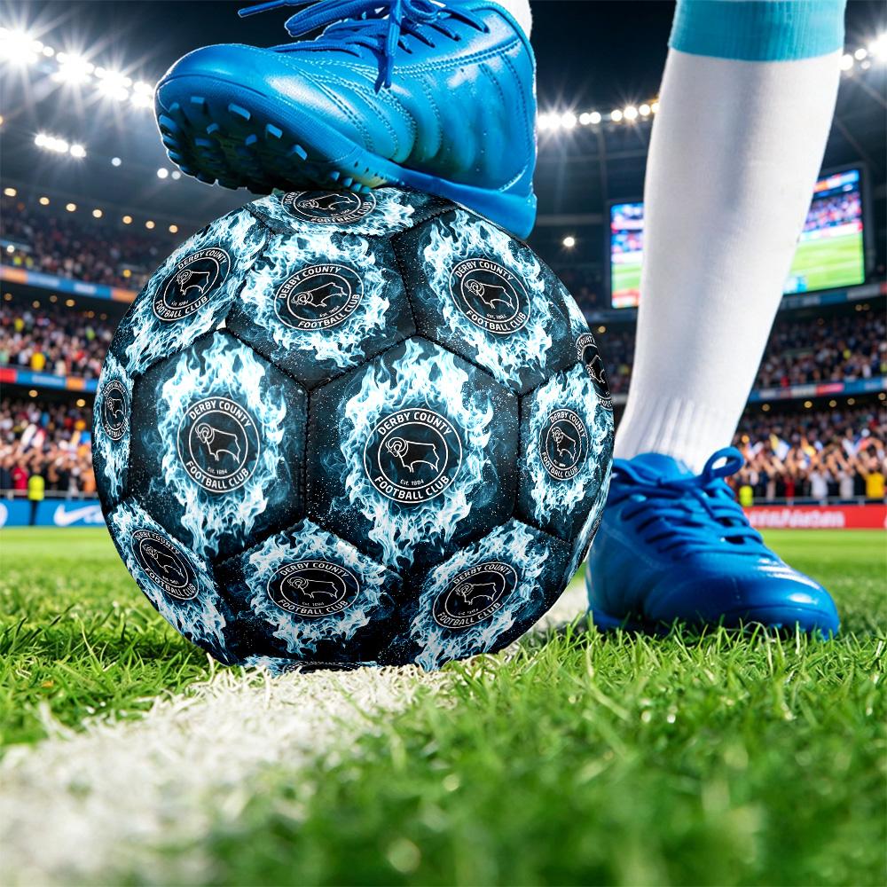 Derby County FootballPrinted Size 5 Soccer Bball, Anti Slip Adult Match Football Souvenir for Football Fans