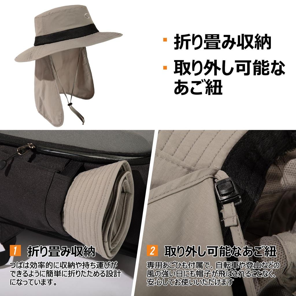 Safari Hat Mesh Adventure Hat Foldable Boonie Hat Hooded Neck Cover UV Protection Sun Hat Wide Brim UV Outdoor Cycling Climbing Fishing Golf Hiking
