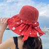 Summer Vinyl Visor Fashion Polka Dot Eaves Foldable Bucket Hat Temperament Bow Beach Visor Hat