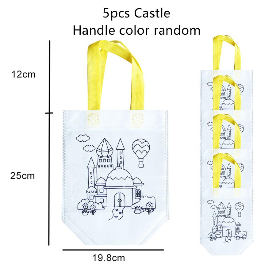 5pcs Graffiti Bag Non Woven Kids Drawing Manual DIY Coloring Environment Protection Children Painting Puzzle Toys Handbag TMZ