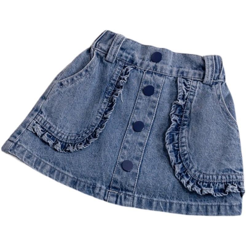 Korean Style Girls' Denim Skirt - Spring/Summer 2025 Trendy All-Match Short Skirt