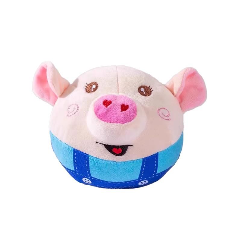 Dog Plush Pig Toy Electric Bouncing Ball Singing Bouncing USB Rechargeable Pet Cat Interactive Toy