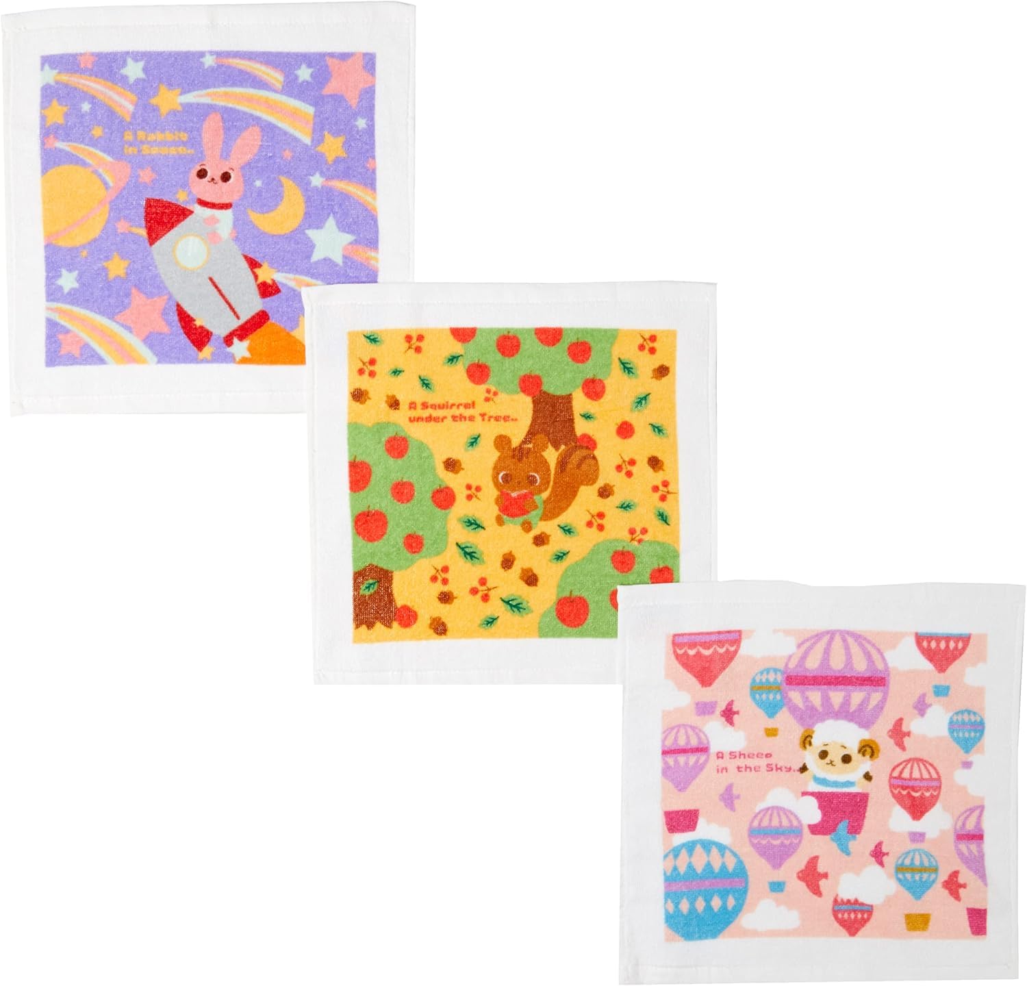 

Marushin Piccolino Nature Friends Hand Towel Set with Perfect for and Elementary Perfect for Includes Product (3 Handkerchiefs) Case, Preschool,