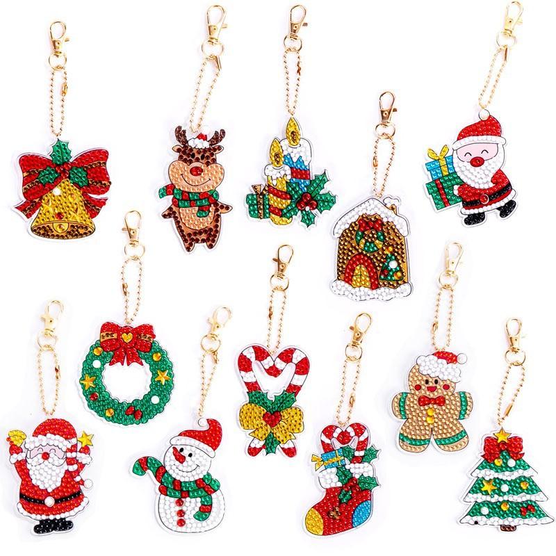 New Diy Diamond Painting Keychain Handmade Acrylic Pendant Jewelry Christmas Single-Sided Diamond Decoration Diamond Painting