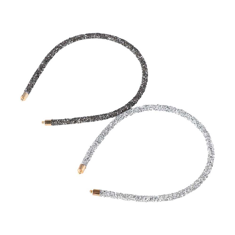 Girls Simple Headwear Shinny Hair Accessories Crystal Hairband Headband Beads Bezel Headhoop