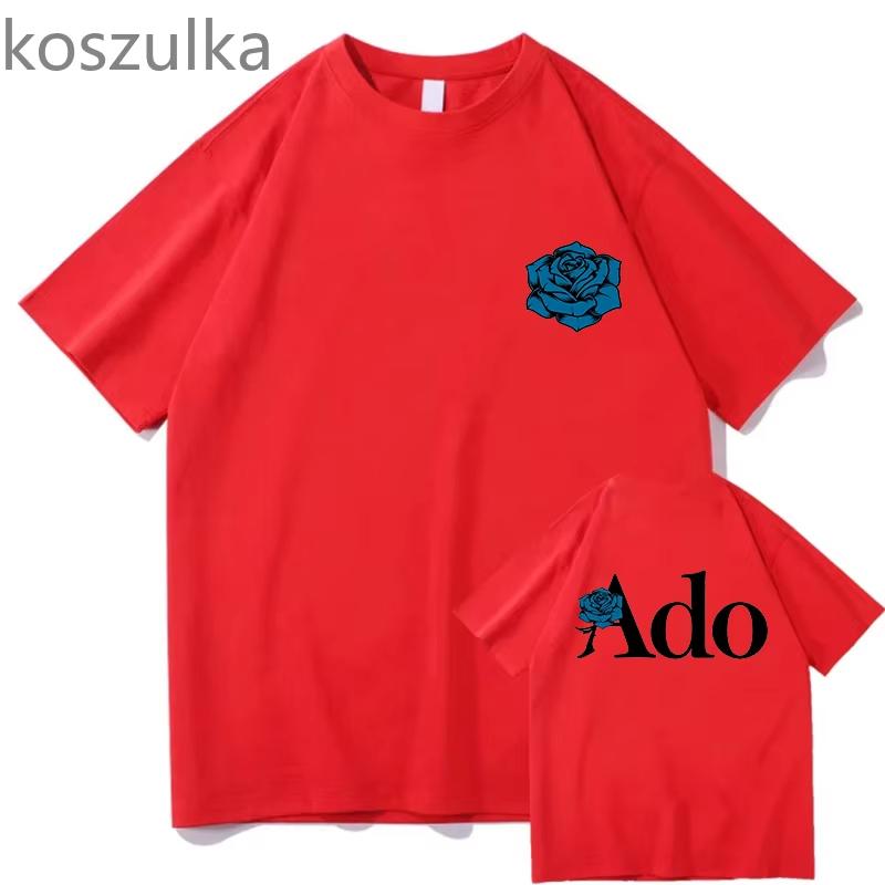 Wish World Tour Merch Tee Women Men Fashion Casual Harajuku Short Sleeve Kpop Goth Vintage Pure Clothes Ado Blue Rose T-shirts