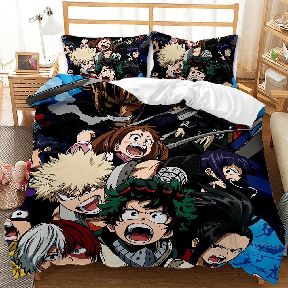 Japan Anime My Hero Academia Tištěné ložní prádlo Kreslené Povlaky na přikrývky Polštáře Přikrývka Sada ložního prádla Ložní prádlo Ložní prádlo