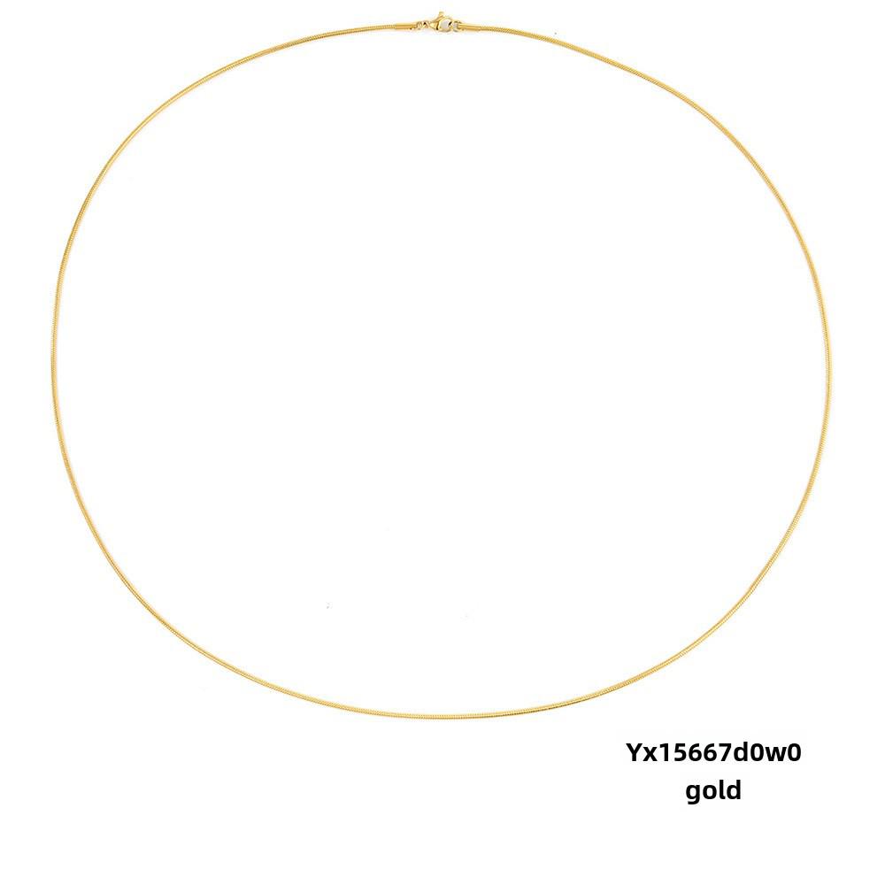 eManco Titanium Steel Round Chain Necklace - Simple European/American Style for Women and Couples, Long Snake Bone Chain, Clavicle Design.