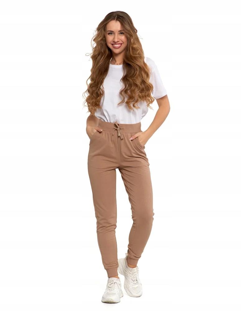 Comfortable Women's Sweatpants with Pockets, Tied, Classic, MORAJ XL BEIGE
