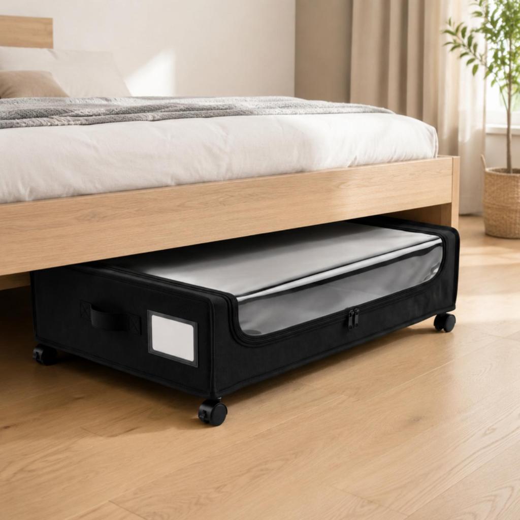Under Bed Storage Box Dust-Proof Wheeled Under-Bed Clear Window