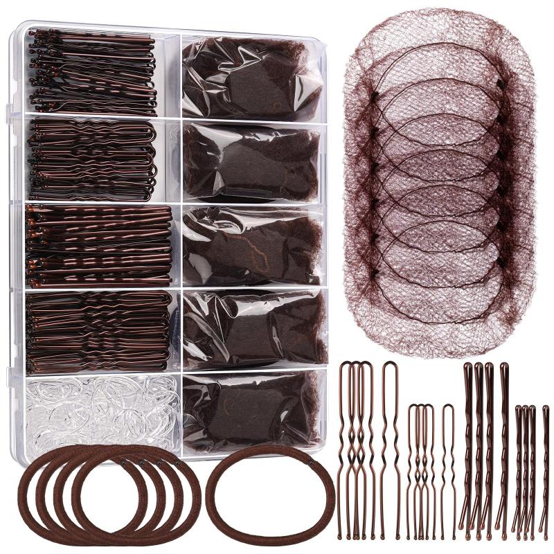 Professional Hair Styling Supplies Invisible Hair Nets Elastic Rubber Ties U Clips Straight Clips for Salon Hairstyling