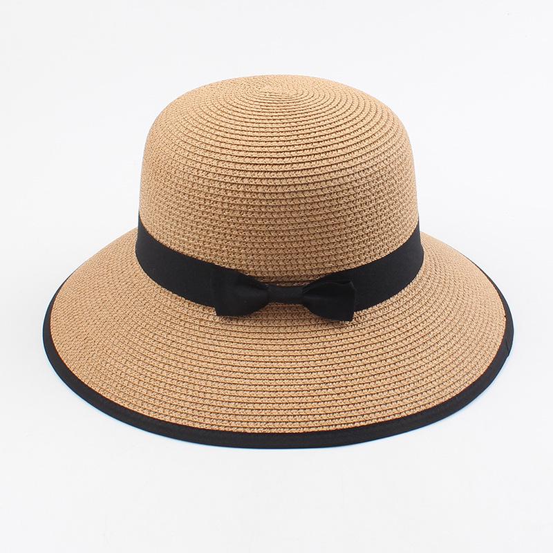 Women's Korean Style Straw Sun Hat with Bow - Casual, Versatile, and Simple Design for Summer Outings.