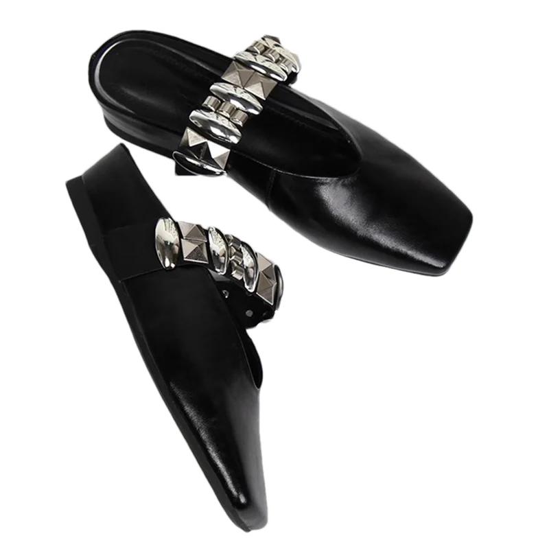 Fashion Luxury Crystal Women Flats Slippers Square Toe Mules Shoes Designer Slingback Sandals Summer Home Shoes 2025 Walking Zapatillas