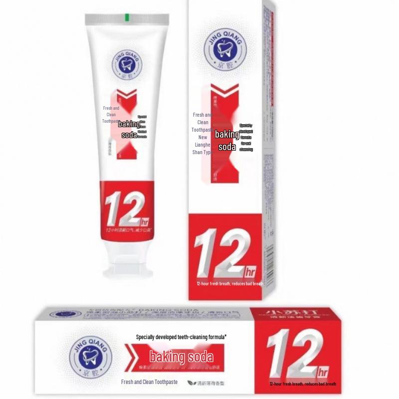 

Family Pack Whitening Baking Soda Toothpaste 180g - Fights Bad Breath, Removes Yellowing & Tartar, Mint Freshness