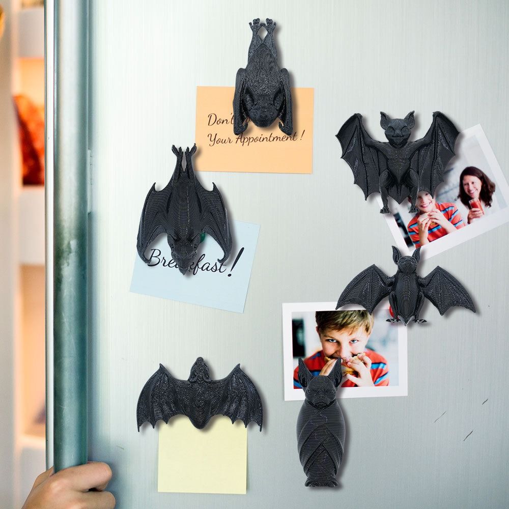 4/6PCS 3D Bat Refrigerator Sticker Bat Spider Trick Props Spider Magnetic Decals Haunted House