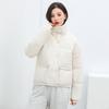 Winter Neueste Kurze Daunen-Baumwollwattierte Jacke Damen Stehkragen Baumwollwattierte Kleidung Lockere Passform Wattierte Brot-Kleidung