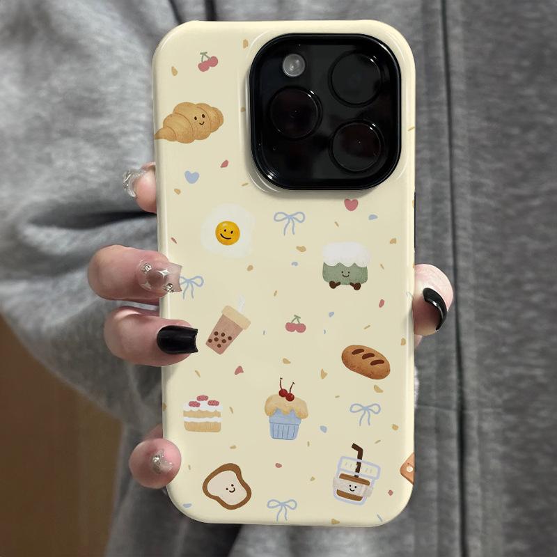 Bread coffee applicable Apple 17promax cartoon cute iPhone16Pro lens all-inclusive 15 two-in-one