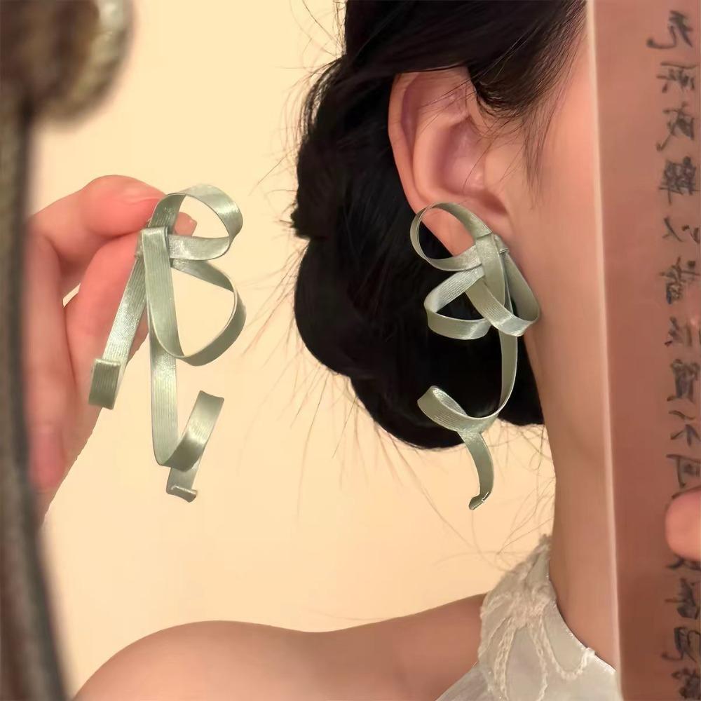 Gentle Bowknot Drop Earrings Silver Needle Vacation Style Earrings Beach Jewelry