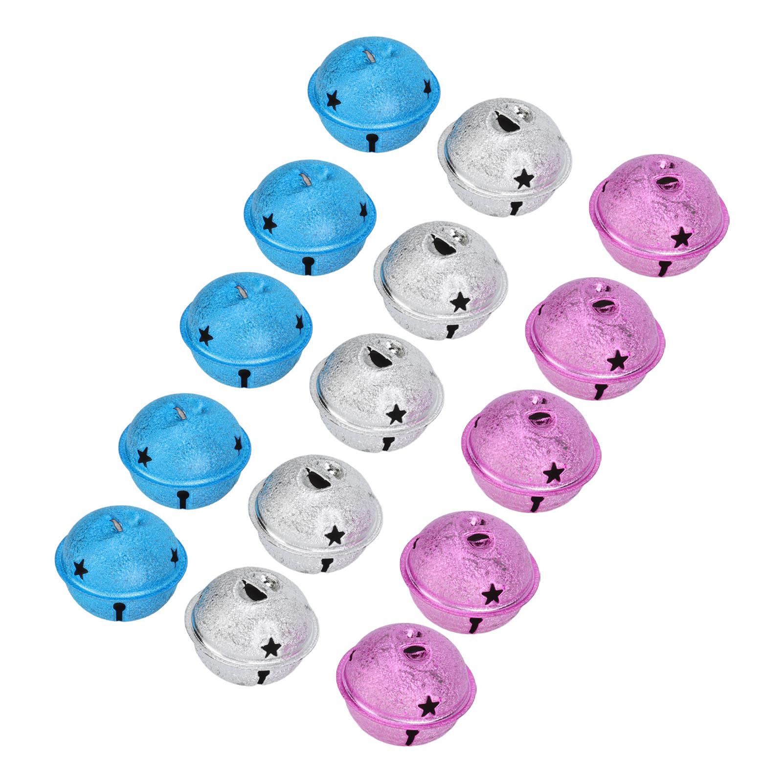 

15Pcs Jingle Bells 1.6in Pink Blue White Strong Metal Bright Colors Widely Used Craft Bells for Keychain Bag Belt