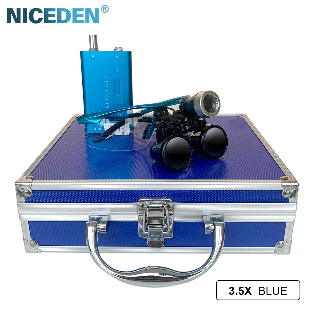 

NICEDEN 2.5X 3.5X LED Дентальная лупа Сверхлегкий бинокулярный увеличитель Стоматолог Хирургические стоматологические очки для стоматологической хирургии Угол 3.5x