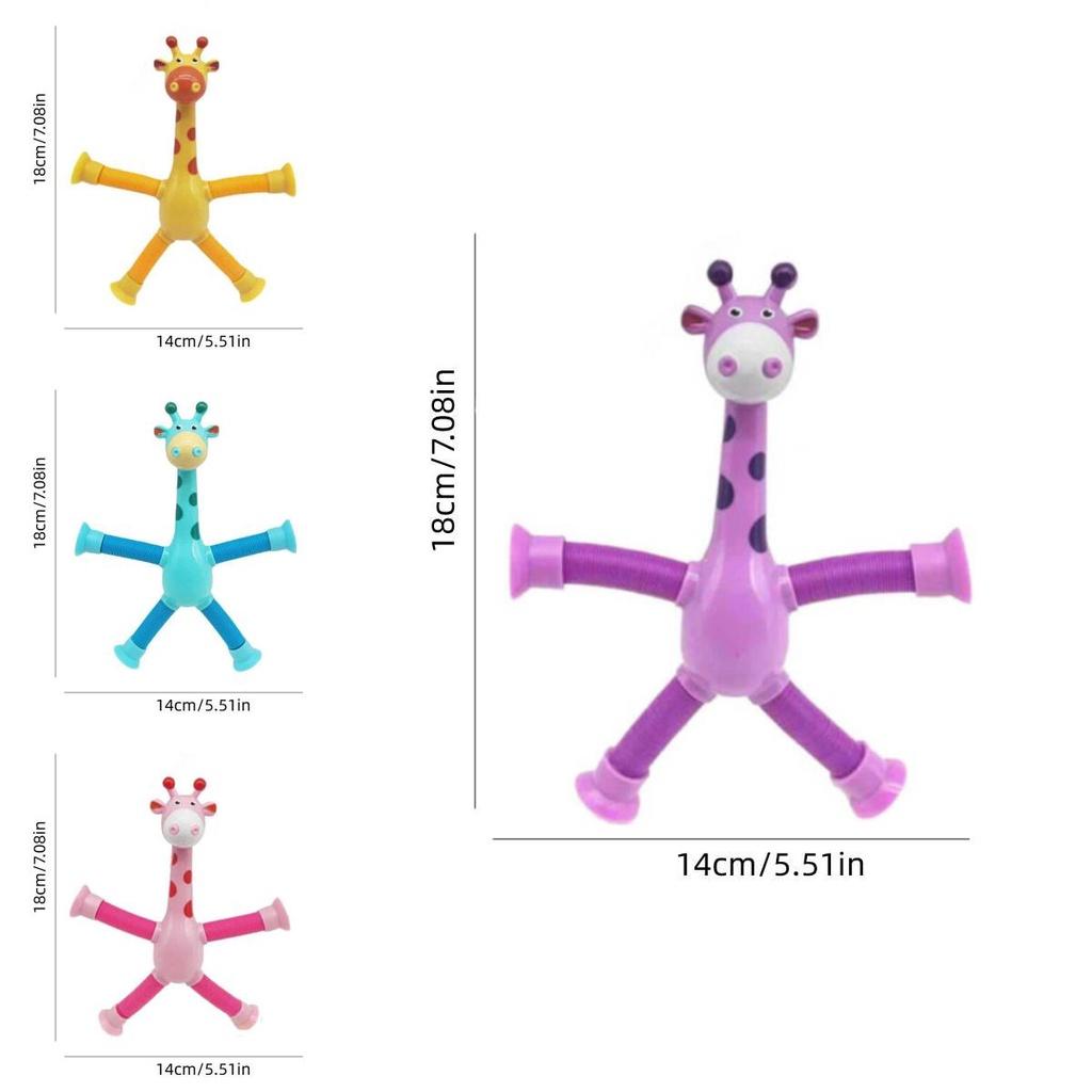 Stretchable Giraffe Toy With Suction Cup And Expandable Neck