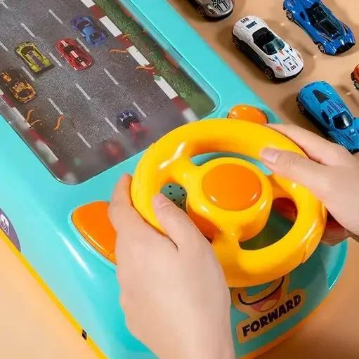 Kids Electric Steering Wheel Driving Toy Pretend Play Electronic Indoor Adventure Game Educational Toys for Girl Boys Children