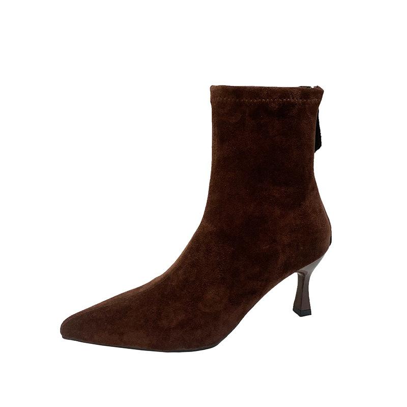 Pointed thin heel short boots autumn Internet celebrity fashion thin boots small high heel boots