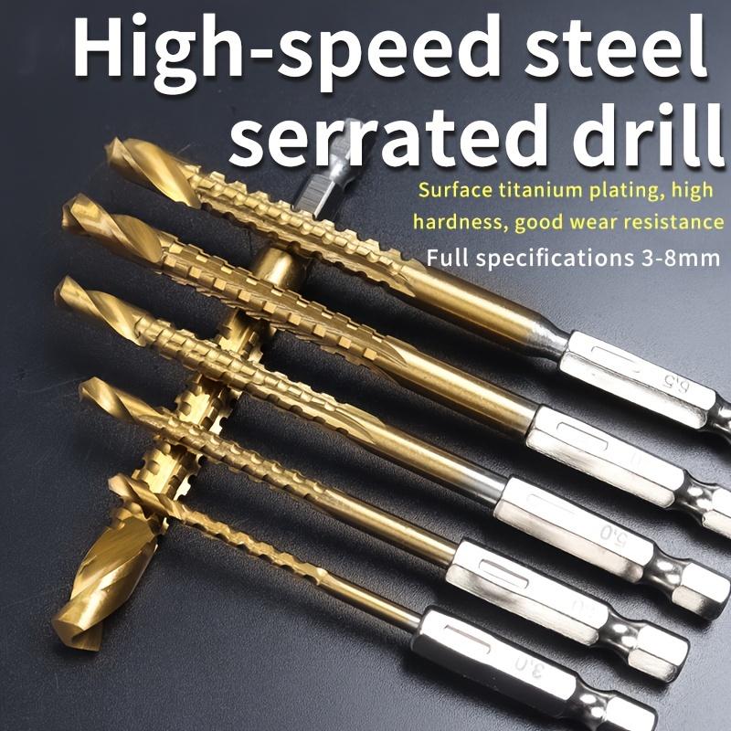 Hexagonal Handle Sawtooth Twist Drill Bit Set Multifunctional Saw Drill Combination Hand Drill Woodworking Bit Groove Sawtooth
