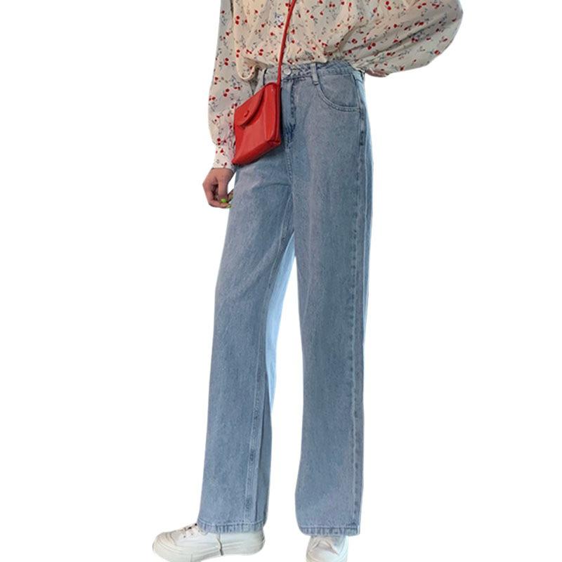 

Драпированные широкие джинсы с высокой талией, женские осенние свободные и универсальные узкие брюки L