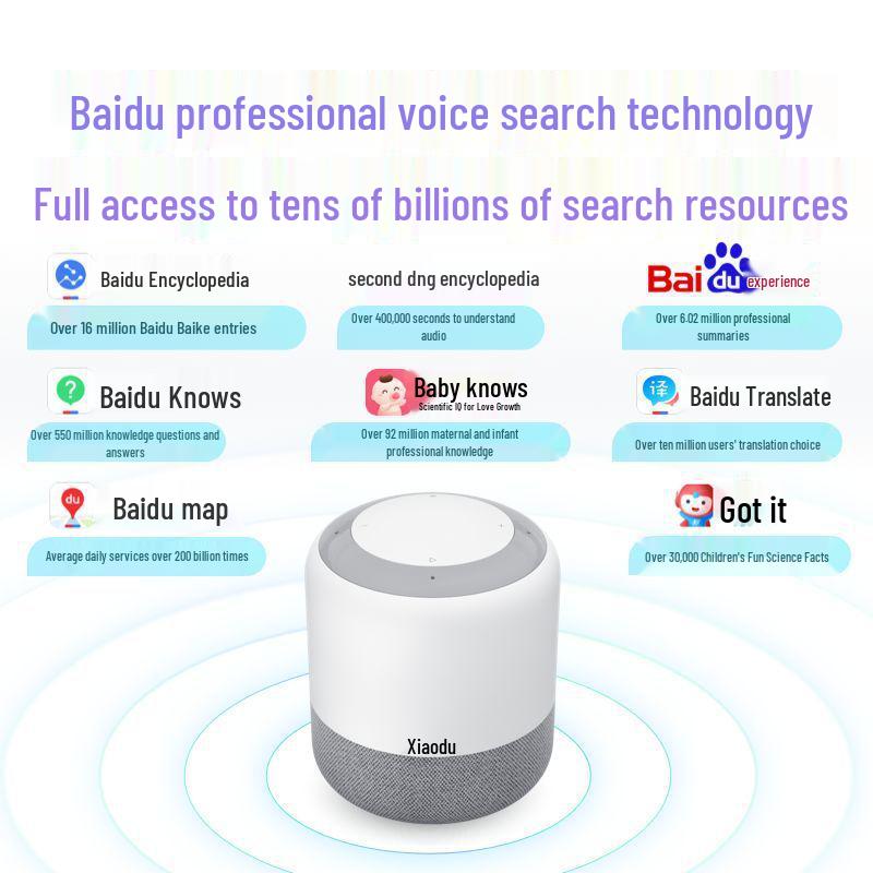 Xiaodu Flagship Smart Speaker with WiFi, Bluetooth, AI Voice Control, and Infrared Home Appliance Control.