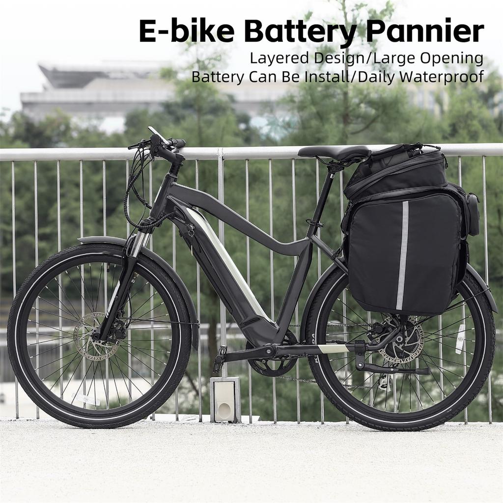 E-Bike RearSeat Bag Electric   Battery Bag Expandable Large Capacity   Rack Seats Bag Waterproof Cycle Bag