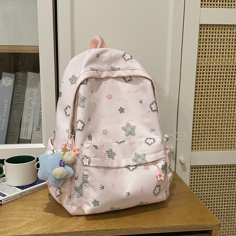 Korean Schoolbag Junior High School Girls Ins Fresh Stars High Value Backpack High School Students Large Capacity Lightweight Backpack
