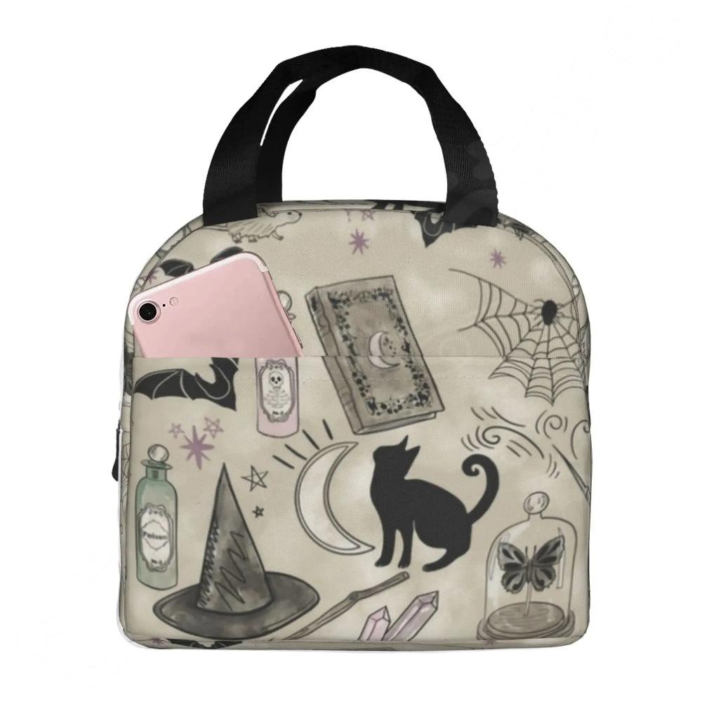 Geantă de prânz cu lilieci de Halloween, cutie de prânz reutilizabilă, impermeabilă, termică, tip geantă tote bento, recipient pentru prânz, geantă frigorifică pentru femei, geantă izolată