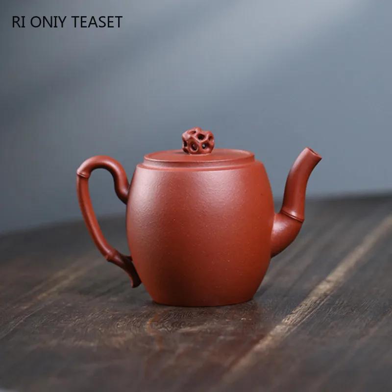 130ml Chinese Yixing Purple Clay Teapots Beauty Tea Infuser Kettle Handmade Bamboo Joint Shape Tea Pot Raw Ore Zisha Tea Set