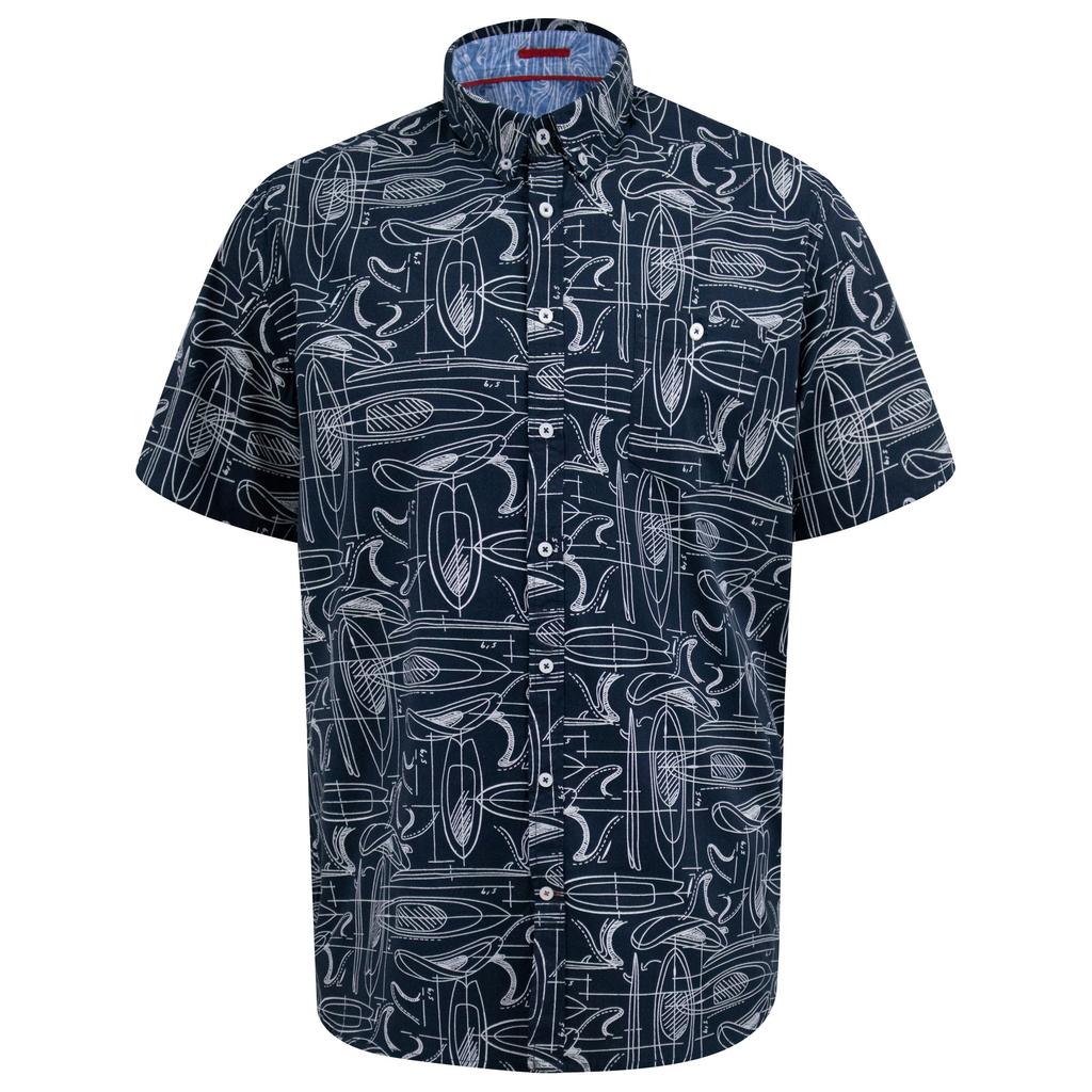 Duke Mens D555 Worthing Surfboard Kingsize Short-Sleeved Shirt