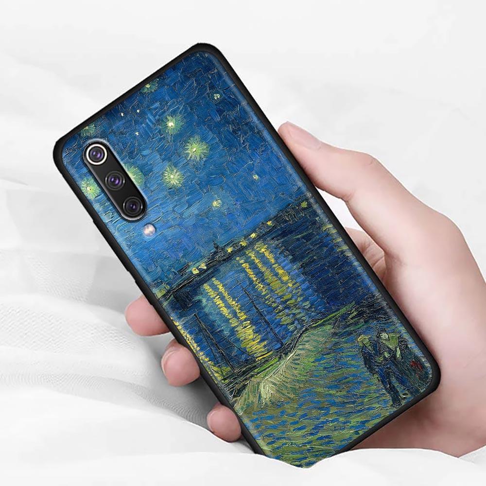 Kočka Van Gogh Hvězdná noc Olejomalba Měkké pouzdro Pro Xiaomi Mi 9 9se 8 10 10T A2 Lite 10S 9T CC9 Note 10 Pro 9Lite Kryt Fundas