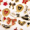 2pcs Stainless Steel Cartoon Enamel Bowknot Red Black High Heel Bone Pendant Necklace Earring Heart Charms Craft Jewelry Making
