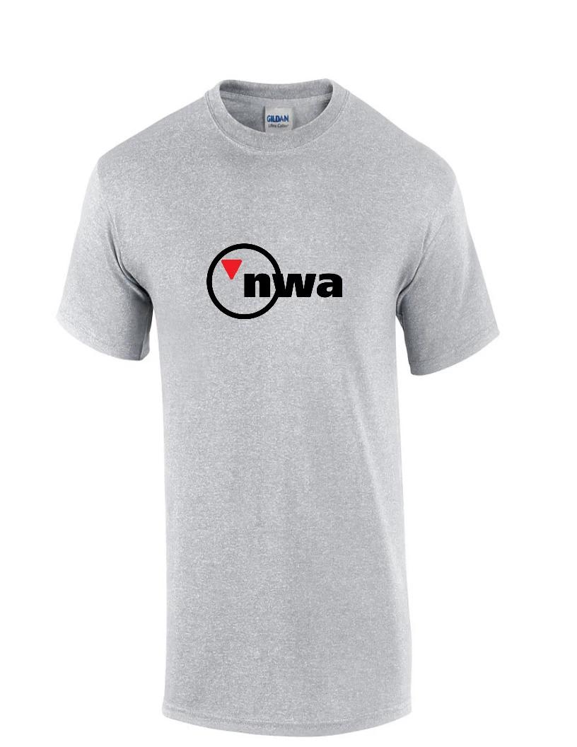NWA North West Airlines US Aviation Black Red Logo Sport Gray Cotton T-Shirt M