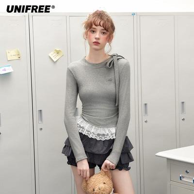 Pure Desire Style Lace Spliced Slim T-Shirt