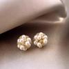 Elegant Rhinestone and Pearl Stud Earrings for Women - Retro French Popcorn Design, Exquisite and Versatile Accessories