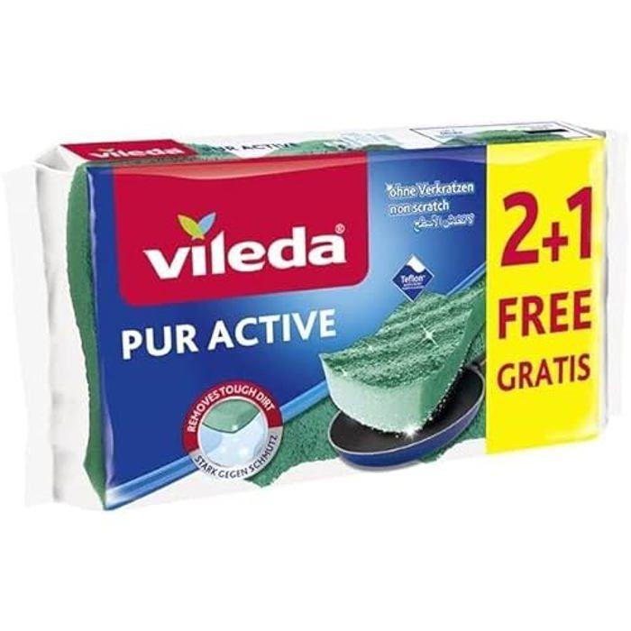 Éponge - VILEDA - Glitzi Pur Active - 3 Pièces - Spécial Teflon - Non Rayant
