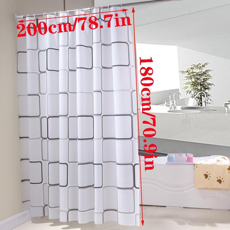 Square Plaid Shower Curtain With Hooks Waterproof And Durable Bathroom Cover For Stylish Decor