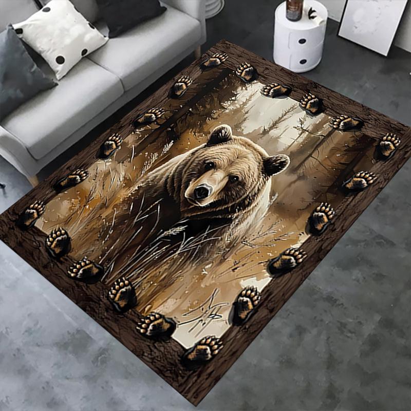 1pc Bear,Forest,Tracks Office Carpet Soft Polyester Entrance Carpet Washable Non slip Machine Washab
