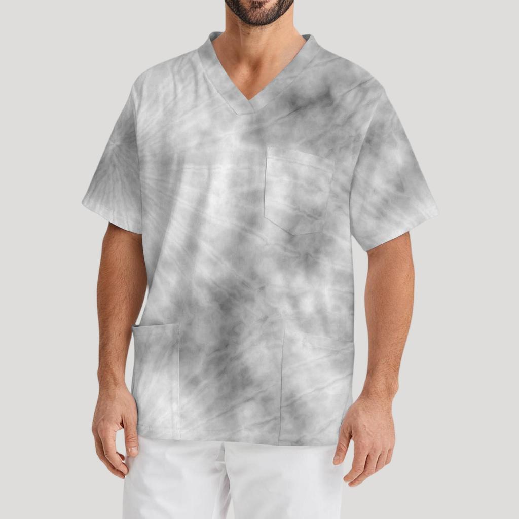 Pánská pracovní halenka s krátkým rukávem a výstřihem do V na hrudi