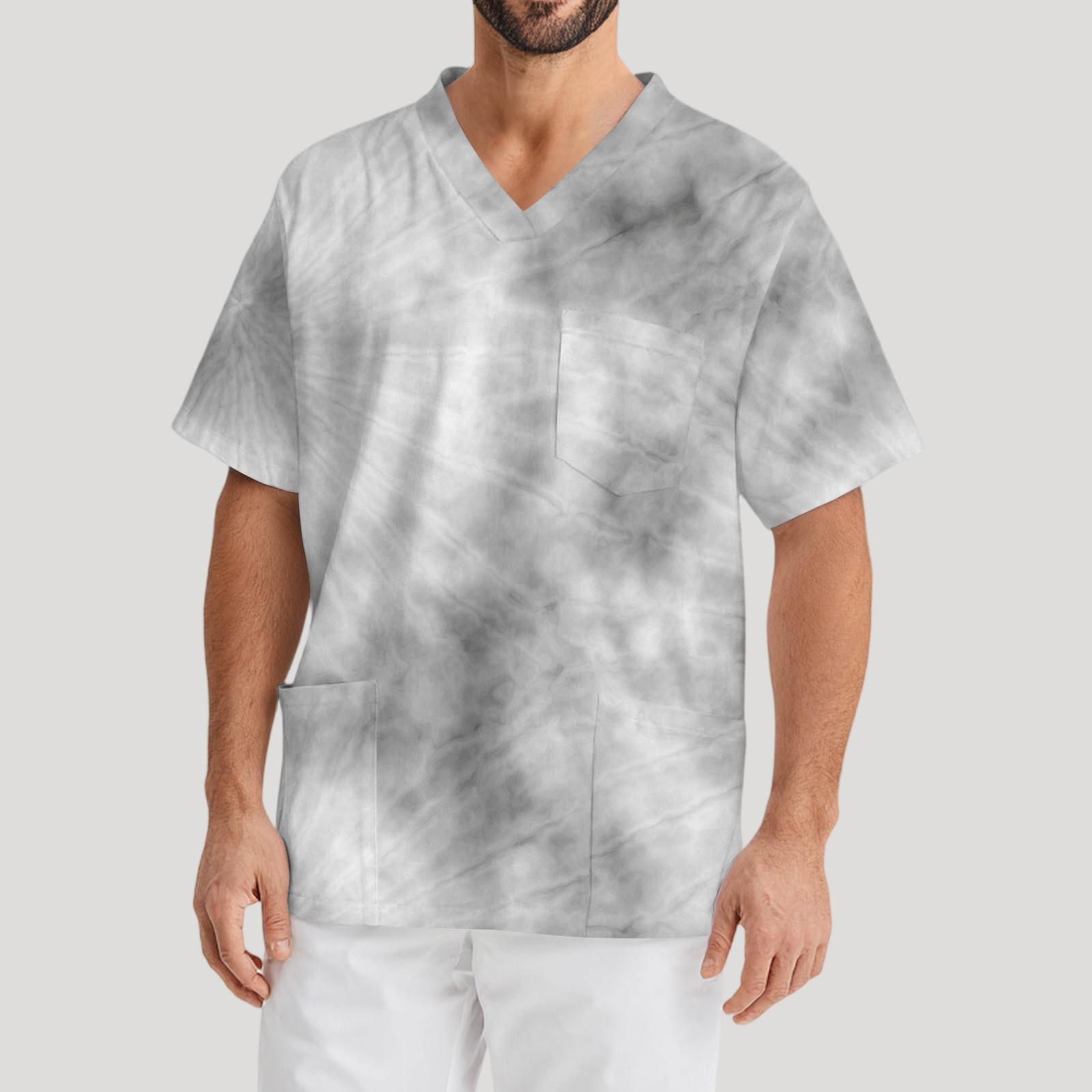 

Мужская рабочая блузка с короткими рукавами и v-образным вырезом с принтом, топ с нагрудным карманом XXXXXL