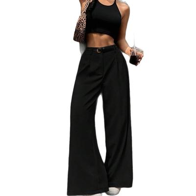 Summer's New Draping Women's Suit Pants, High-waisted Wide-leg, Versatile, Casual, Petite Straight Floor-length Trousers