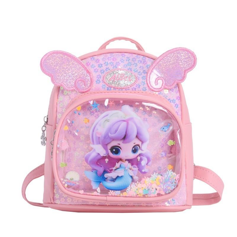 Children Cute Lightweight Backpack With Embroidered Cartoon Design For Daycare Pink
