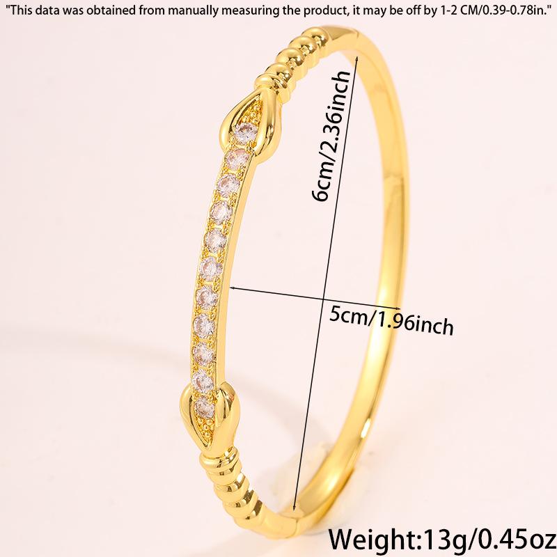 Light luxury copper gold-plated non-fading , personalized light luxury double-knot zircon , fashionable versatile